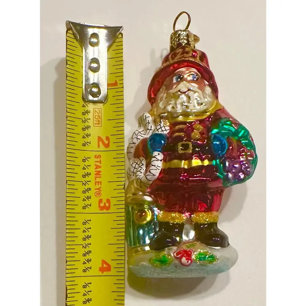 Christopher Radko Red Hot Santa Gem Firefighter Hose Ornament 4”, #107680 w/box